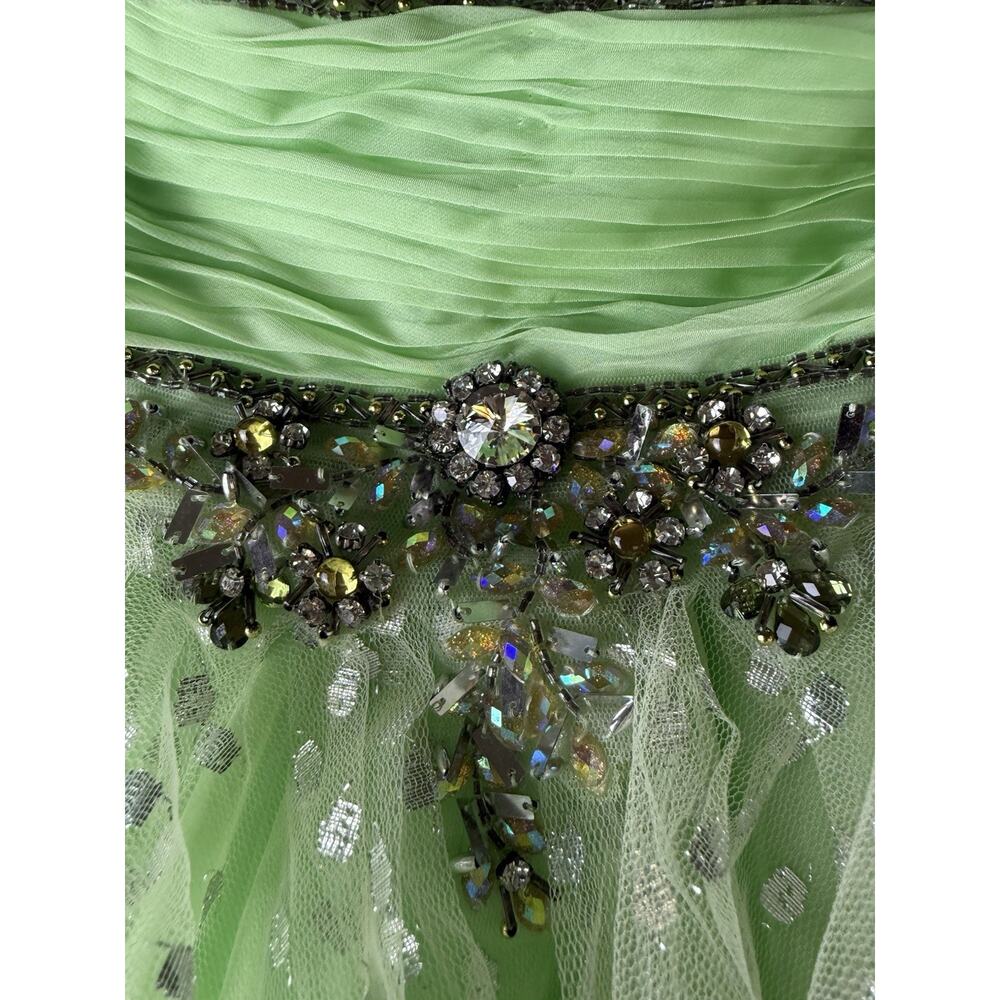 Sherri Hill Prom Dress Size4 Green Rhinestone Tulle Mini Tinkerbell - Picture 5 of 10